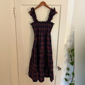 Hill House women’s tartan Ellie sleeveless Nap Dress with smocked top small